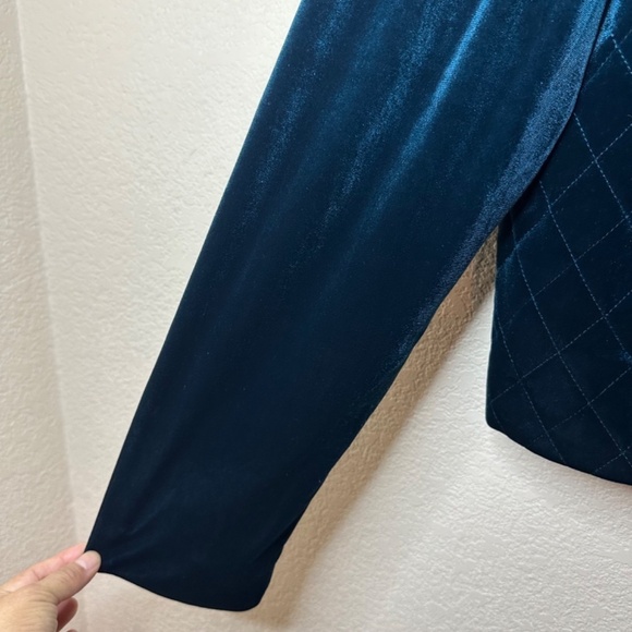 NEW Susan Graver Quilted Velour Green Short Blazer Womens XL Holiday Cocktail - Picture 7 of 15